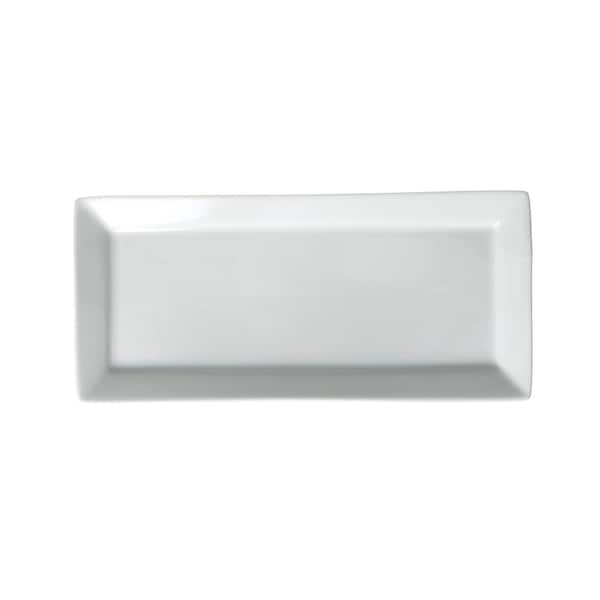 Oneida Buffalo 14-1/2 in. White Porcelain Rolled Edge European Rectangular Platter (12-Piece)