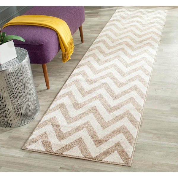 Amherst Wheat/Beige 2 ft. x 11 ft. Geometric Chevron Runner Rug