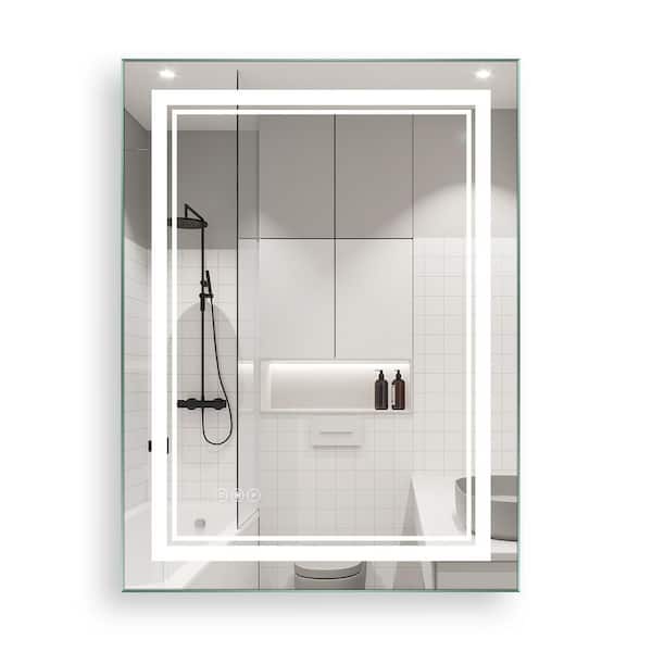 KINWELL 24 in. W x 32 in. H Rectangular Frameless Anti-Fog Wall Mounted Bathroom Vanity Mirror
