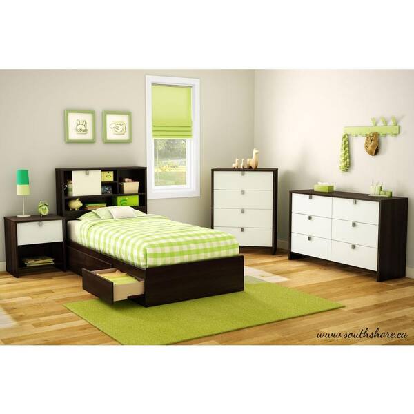 South Shore Cookie Mocha and White Twin Kids Headboard