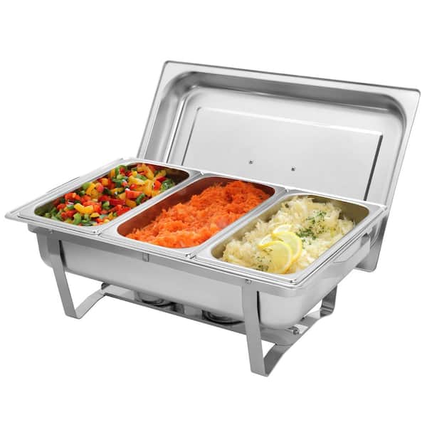 Karl home 8 qt. Rectangle Stainless Steel Chafing Dish with 3 1/3 Size Food Pans