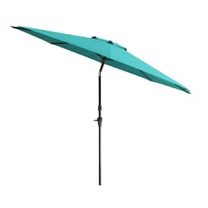 10 ft. Aluminum Wind Resistant Market Tilting Patio Umbrella in Turquoise Blue