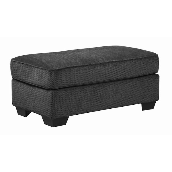 Benjara Charcoal Gray Fabric Rectangle Accent Ottoman