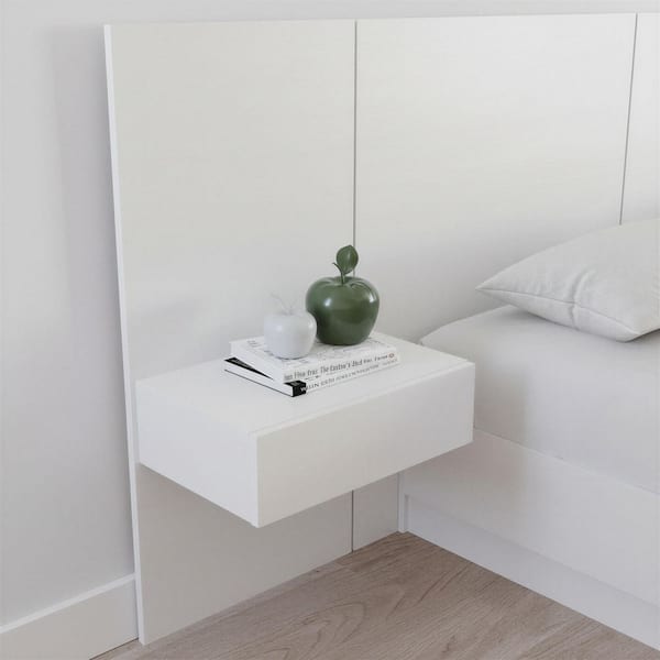 Milano White 1-Drawer Floating Nightstand Extnetion Panel, Set of 2