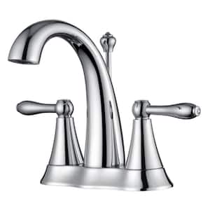 Contour 4 in. Centerset 2-Handle Bathroom Faucet with Drain Assembly, Rust and Tarnish Resist in Polished Chrome