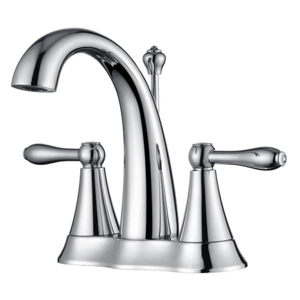 Ultra Faucets Contour 4 in. Centerset 2-Handle Bathroom Faucet with Drain Assembly, Rust and Tarnish Resist in Polished Chrome