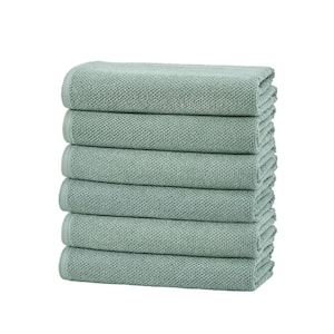 Green 6-Piece Cotton Quick-Dry Hand Towel Set