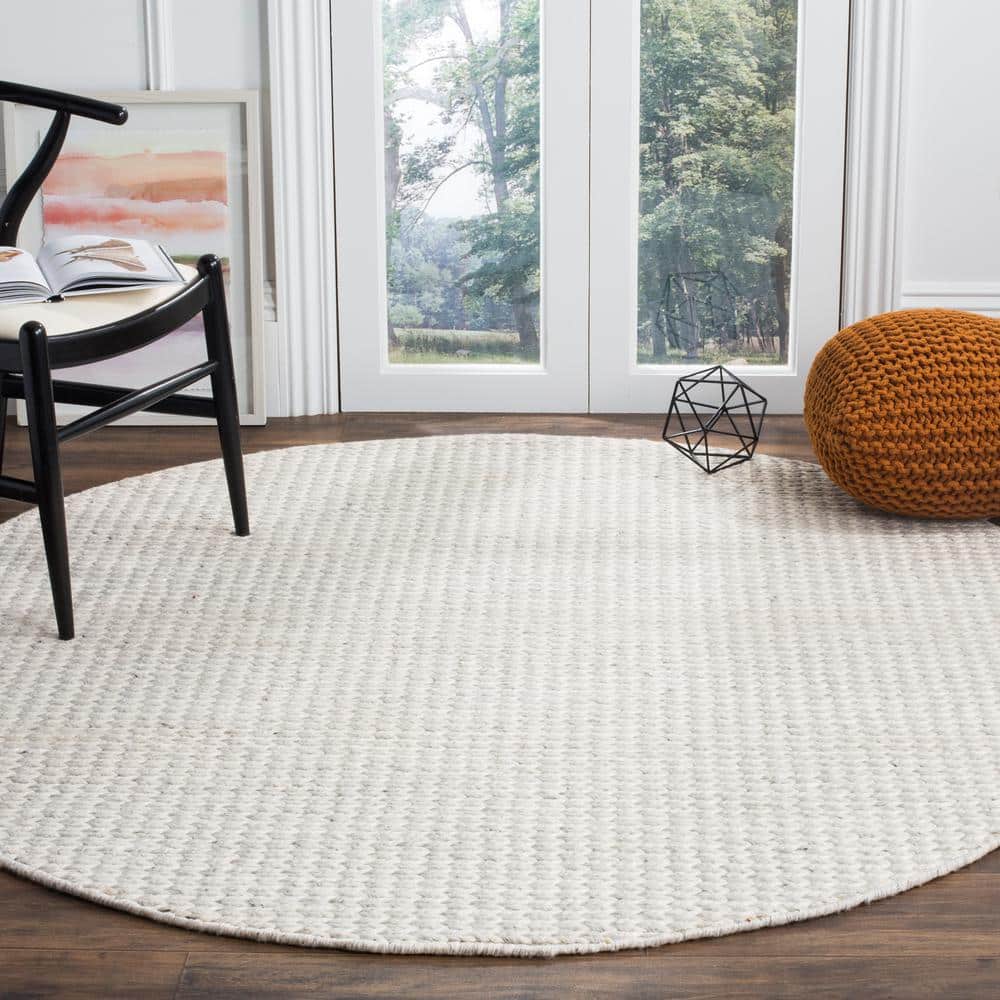 Natura 4 ft. x 4 ft. Round Ivory/Silver Solid Color Distressed Area Rug price history on PriceWatchPro
