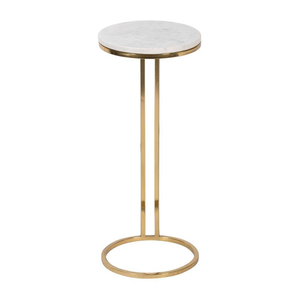 10 in. White Circle Marble Accent Table - thumbnail 5