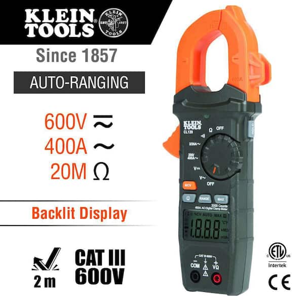 Klein Tools - 400 Amp Digital Clamp Meter Electrical Testet Set, Non-Contact Voltage Tester, Recepticle Tester and Voltage Tester