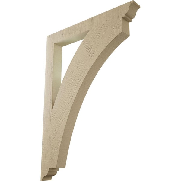 Ekena Millwork 3.5 in. x 44 in. x 32 in. Thorton Traditional Rough Cedar Woodgrain Timberthane Polyurethane Bracket, Primed Tan