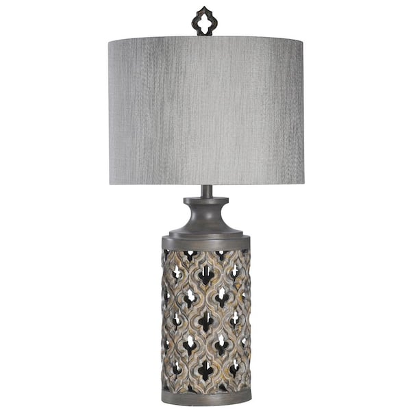 StyleCraft 34.5 in. Vincent Gray Table Lamp with Gray Hardback