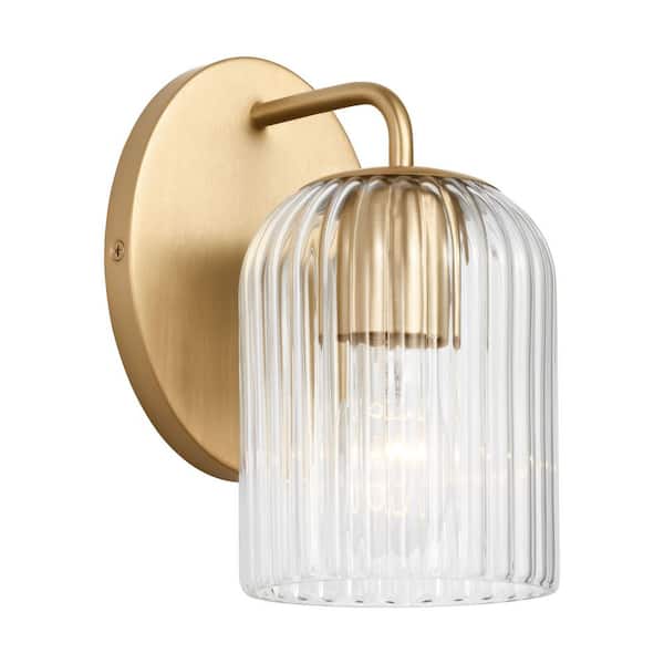 Eisele 5 in. W x 8 in. H 1-Light Satin Brass Dimmable Wall Sconce with No Bulb Included