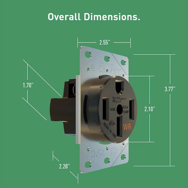 Legrand Pass and Seymour 50Amp 125/250-Volt NEMA 14-50R Weather