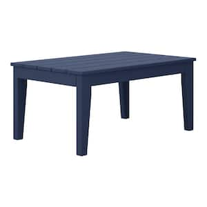 Laguna Outdoor Patio Weather Resistant Poly Plastic Rectangle Coffee Table in Navy Blue