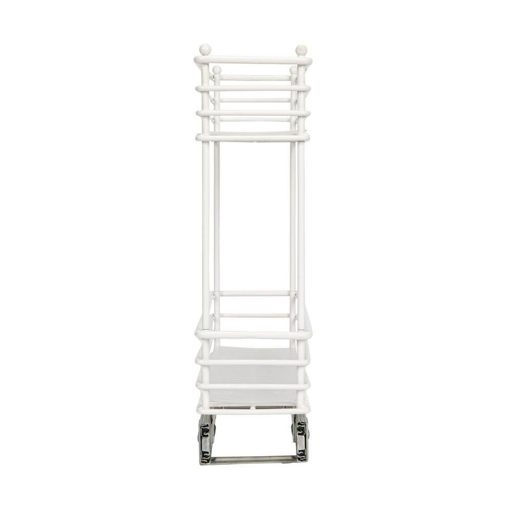 White 2-Tier Steel Pull-Out Cabinet Organizer with Plastic Liners