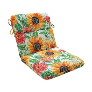 Bright Floral 21 in. W x 3 in. H Deep Seat, 1-Piece Chair Cushion with Round Corners in Yellow/Green Sunflowers