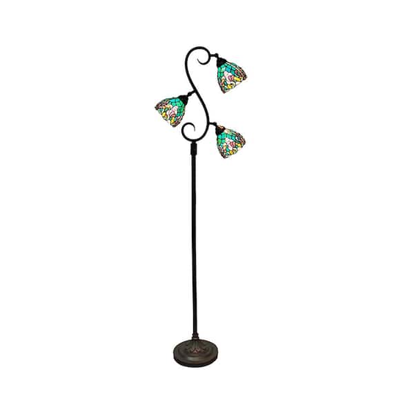 Dale Tiffany Alassio 72.5 in. Tiffany Bronze Floor Lamp with Hand Rolled Art Glass (Tiffany) Shade