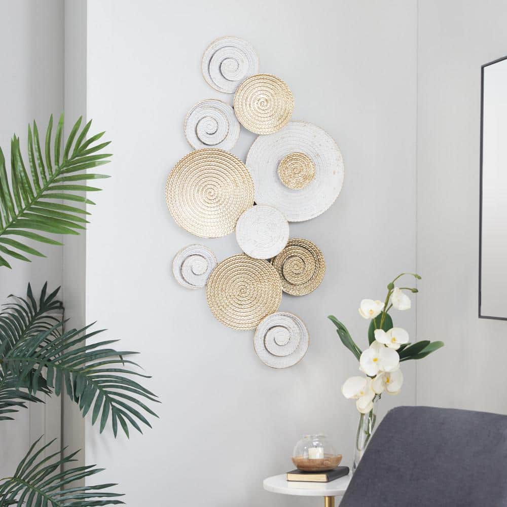LITTON LANE 36 in. x 21 in. Metal Gold Radial Plate Wall Decor 041127 ...