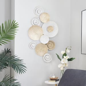 36 in. x  21 in. Metal Gold Radial Plate Wall Decor