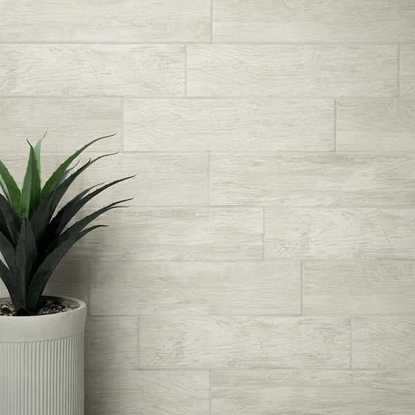 TrafficMaster Capel Bianco 6 in. x 24 in. Matte Ceramic Wood Look