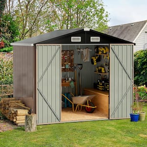 6 ft. W x 4 ft. D Gray Metal Storage Shed with Lockable Door and Vents for Tool, Garden, Bike (22 sq. ft.)