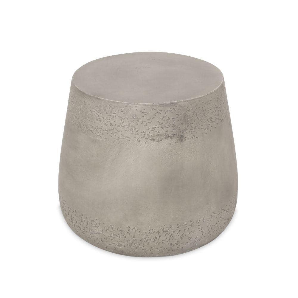 Light Gray Outdoor Accent Table Boho Drum Shaped Lightweight Concrete Furniture Smooth Paint Patio and Garden Decor price history on PriceWatchPro
