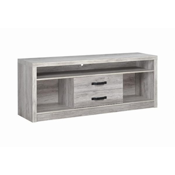 Coaster 59 in. Grey Driftwood TV Stand with 2 Drawer Fits TVs Up to 65 in. with Cable Management