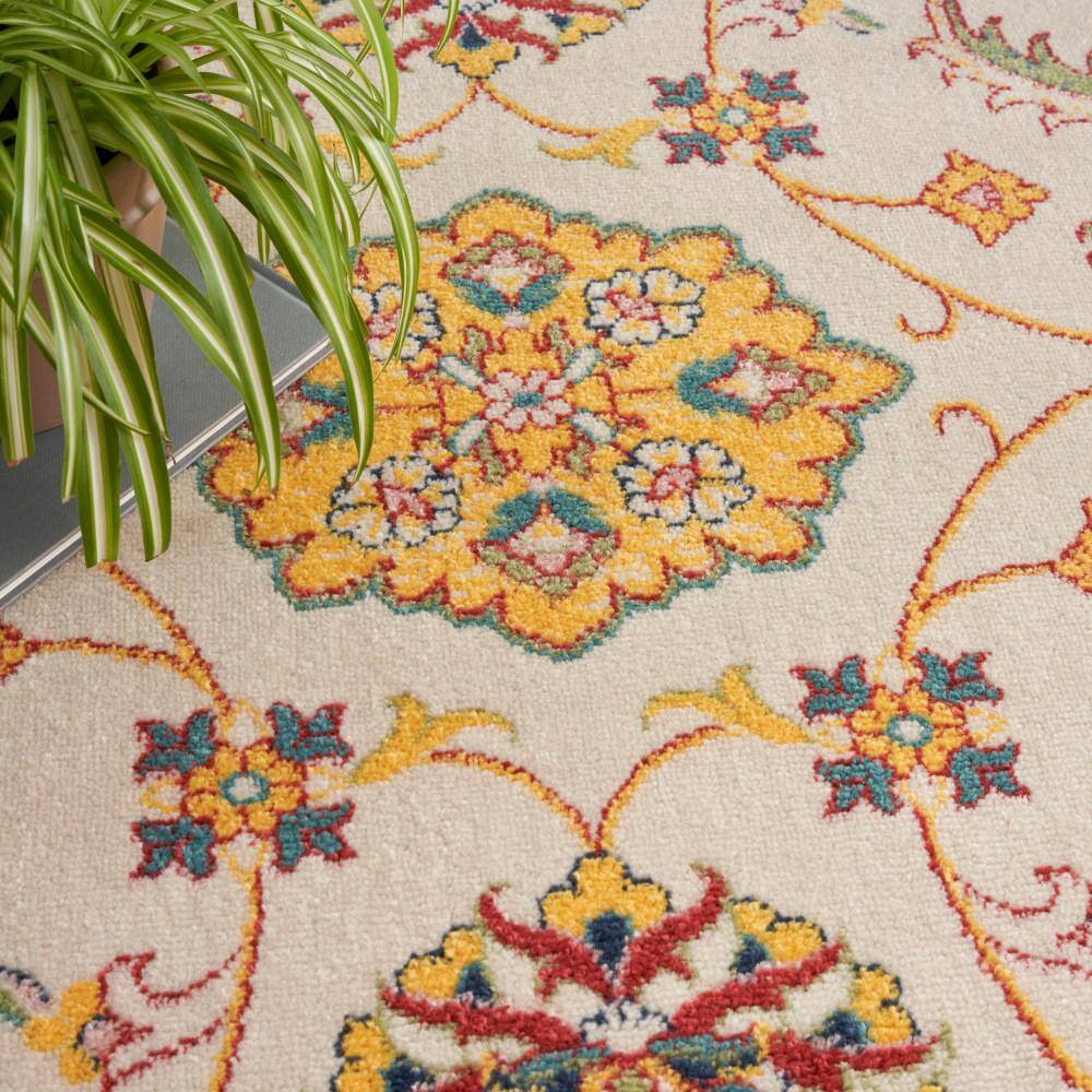 Ivory Gold Persian Floral 8' x 10' Synthetic Area Rug