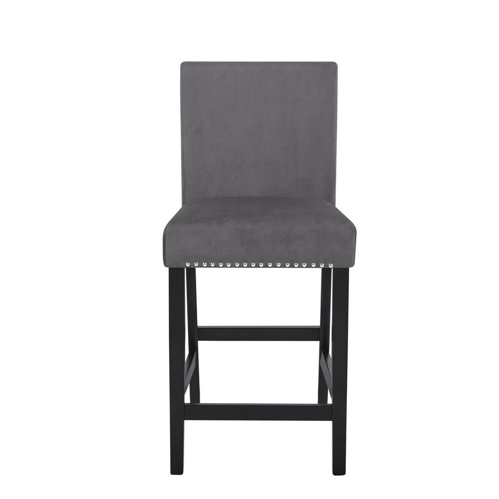 Celeste 5-Piece Gray Faux Marble Counter Dining Set with Velvet Chairs