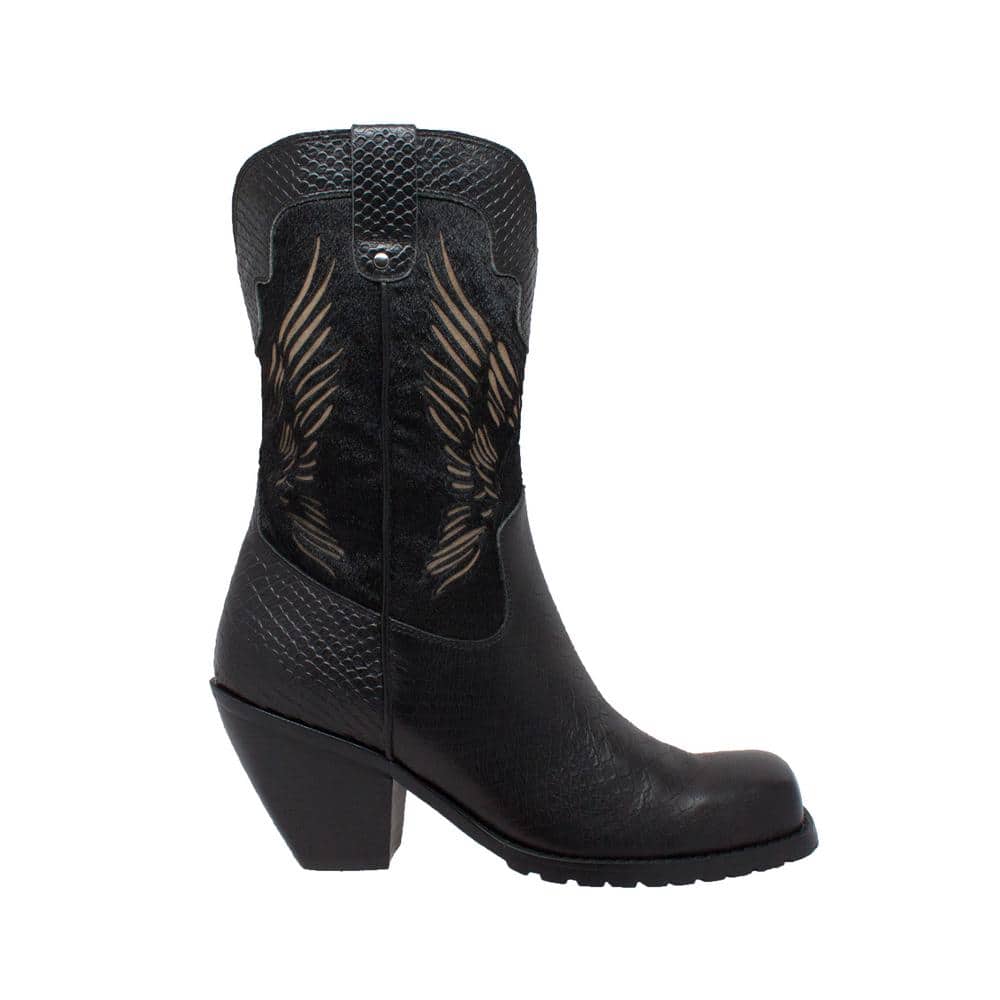 Women's Size 8 Black Leather 11 in. Laser Eagle Motorcycle Boots price history on PriceWatchPro