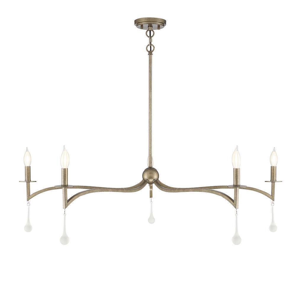 Laramie 5-Light Chelsea Gold Chandelier with Crystal Drops