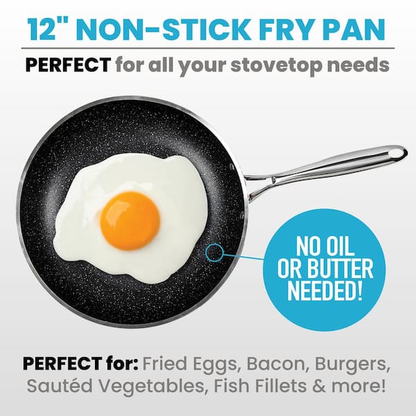  Granitestone Blue 12 Inch Non Stick Frying Pans Nonstick Skillet  with Mineral and Diamond Triple Coated Surface, Nonstick Frying Pan,  Nonstick Pan, Oven/Dishwasher Safe Non Stick Pan, 100% Non Toxic: Home