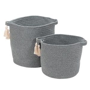 Andorra 16 in. x 16 in. x 16 in. Gray Round Blended Wool Basket