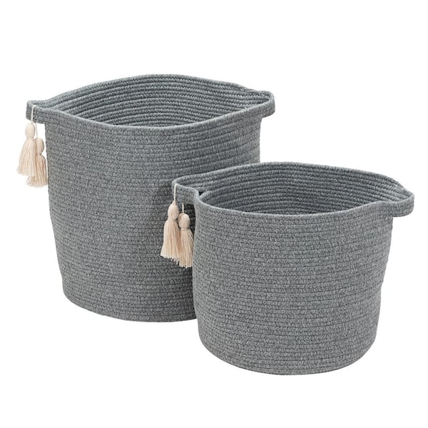 Colonial Mills Andorra 16 in. x 16 in. x 16 in. Gray Round Blended Wool Basket