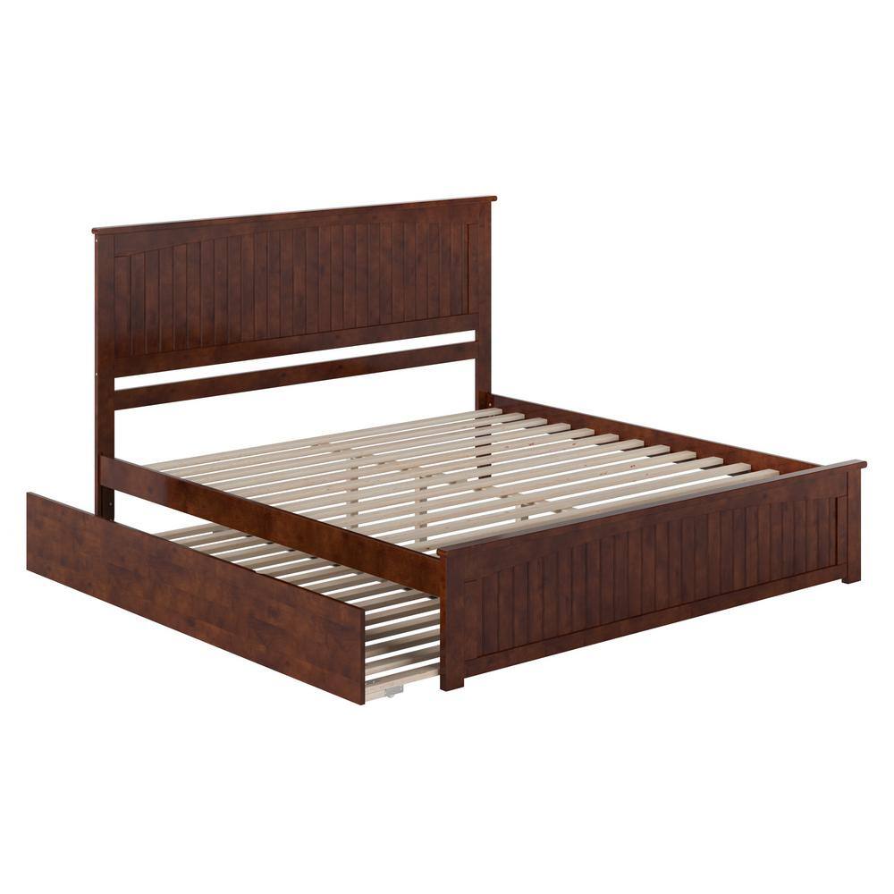 Nantucket Walnut King Wood Platform Bed with Headboard