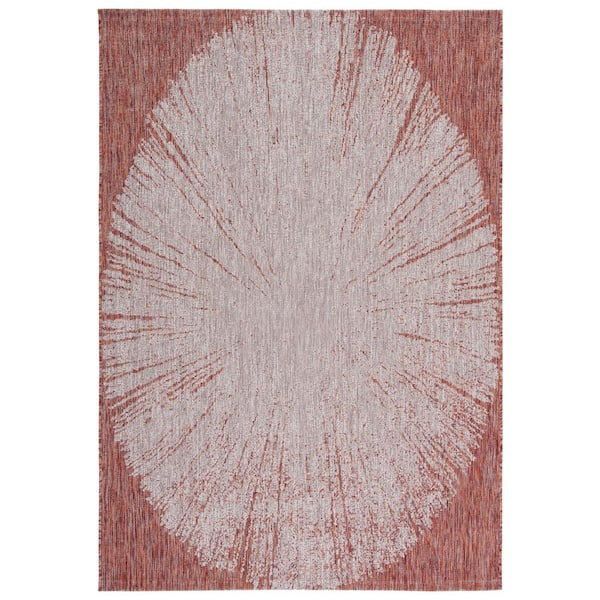 SAFAVIEH Courtyard Beige/Red Doormat 2 ft. x 4 ft. Floral Abstract Indoor/Outdoor Area Rug