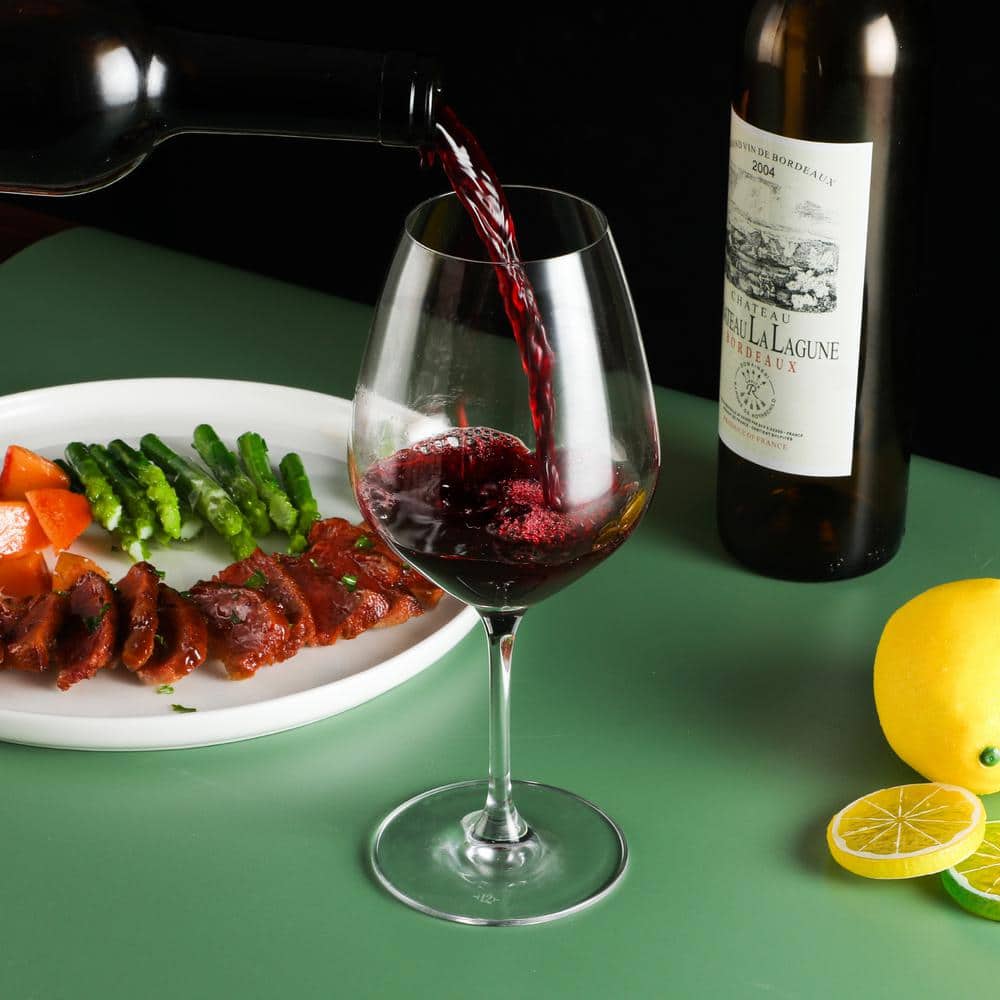 Set of 6 Clear Lead-Free Crystal Red Wine Glasses