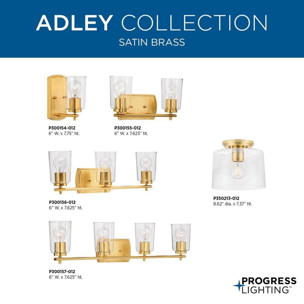 Adley Satin Brass Flush Mount with Clear Glass Shade