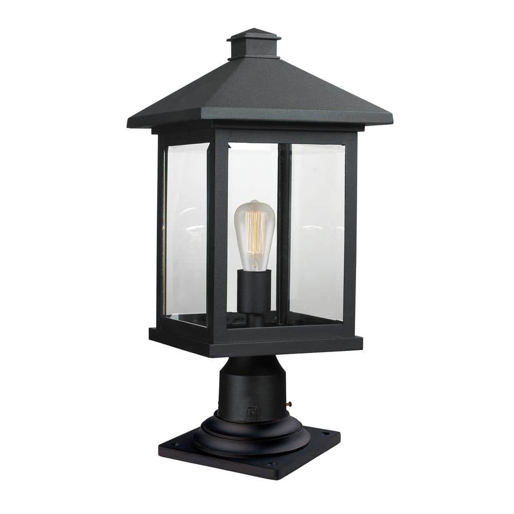 Portland 20.5 in. 1-Light Black Aluminum Hardwired Outdoor Weather Resistan