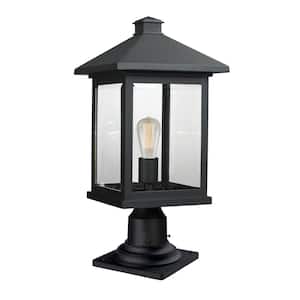 Portland 20.5 in. 1-Light Black Aluminum Hardwired Outdoor Weather Resistant Pier Mount Light with No Bulb included