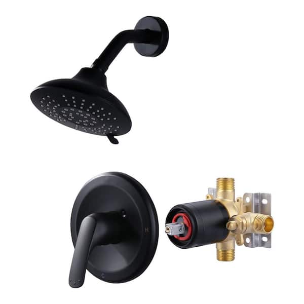 Single-Handle 5-Spray Shower Faucet 1.8 GPM with Adjustable Heads in. Matte Black