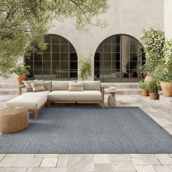 Tulum Denim 9 ft. x 12 ft. All-Over Design Contemporary Area Rug