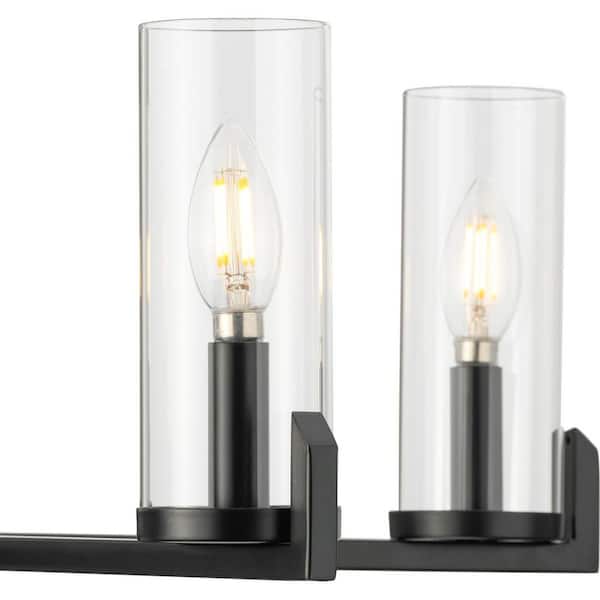 Progress Lighting Pellum Collection 25 in. 5-Light Matte Black Modern Traditional Chandelier for Dining Room