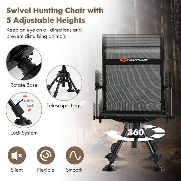 Costway Swivel Hunting Chair with Four 360°Adjustable Legs Folding