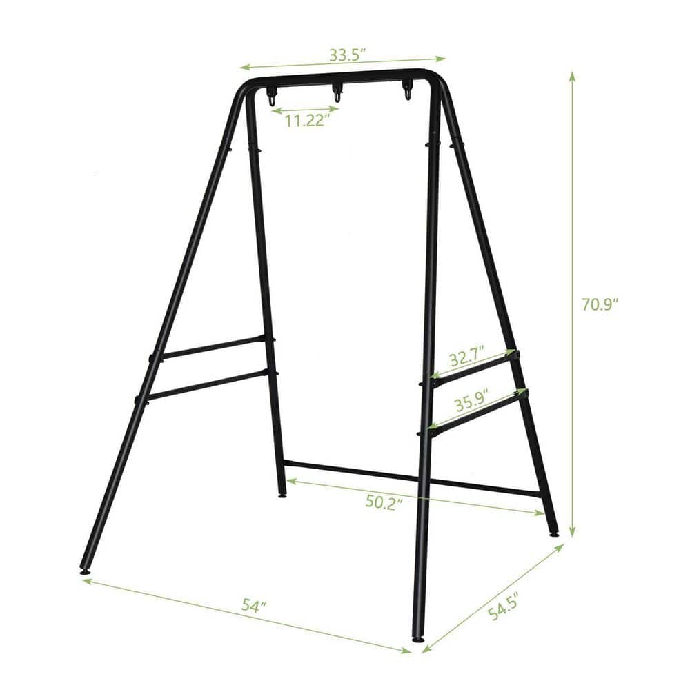 Black Heavy Duty Metal Hammock Chair Stand with Adjustable Foot Pads
