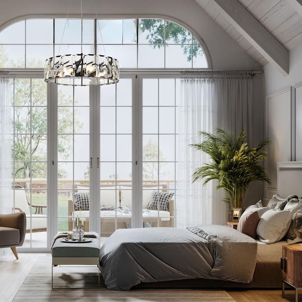 Ethel 6-Light Matte Black Drum Chandelier with Crystals and No Bulbs Included