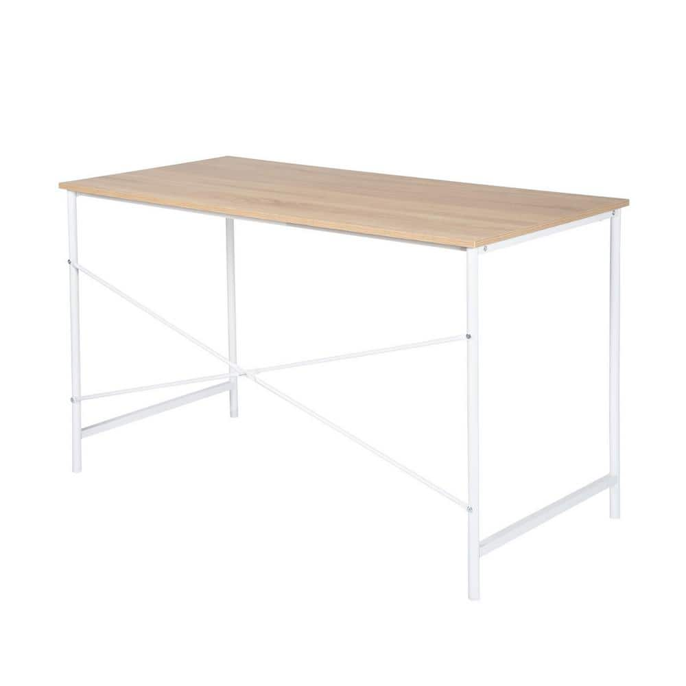 Free Shipping on 47 Modern Rectangular White Writing Desk Metal Base  Wooden Home Office Desk with Drawer｜Homary