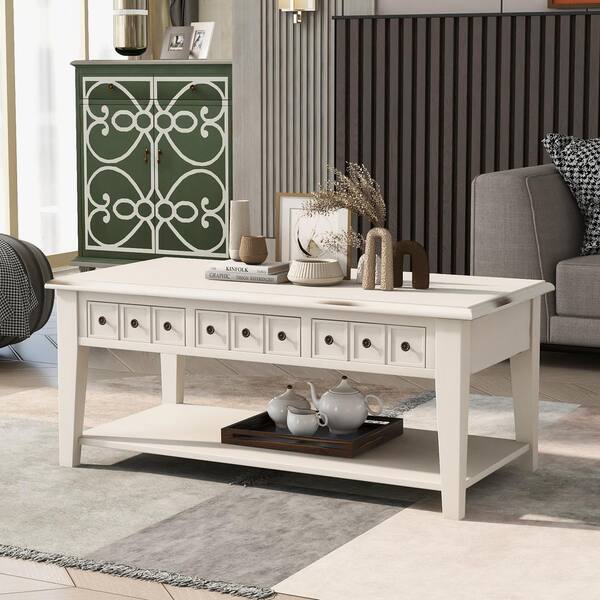 benefield solid wood coffee table with storage