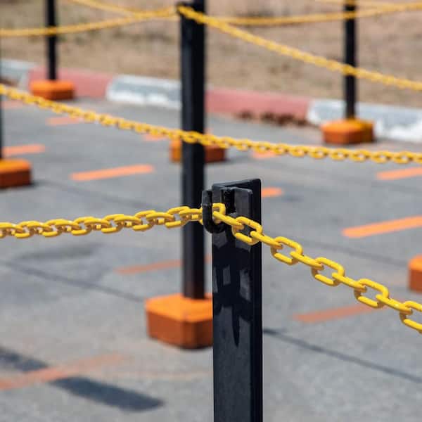 Angel Sar 1.5 in. x 100 ft. Plastic Yellow Chain Link, Plastic Privacy Safety Barrier Chain for Warehouse Decoration Fence 1-Pack